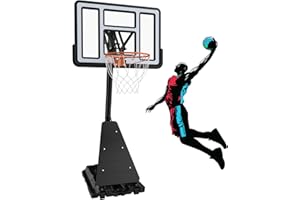 IGL Basketball Hoop Outdoor, Portable Baskteball Hoop with 44 / 48in Shatterproof Backboard, 5.3-10 FT Adjustable Basketball Goal System with Rebound Plate