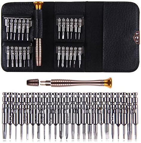 Precision Screwdriver Set Repair Opening Tool Kit Pentalobe Torx Screwdriver for0 Mobile Phone Tablet iPad in Leather Case (25 in 1)