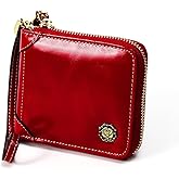 Vyrnox Women's RFID Blocking Genuine Leather Zip Around Wallet with Wristlet Credit Card Holder Clutch Purse (A Red)