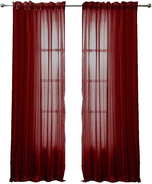 Amazon Com Peach Couture Solid Color Woven Curtains Sheer Window