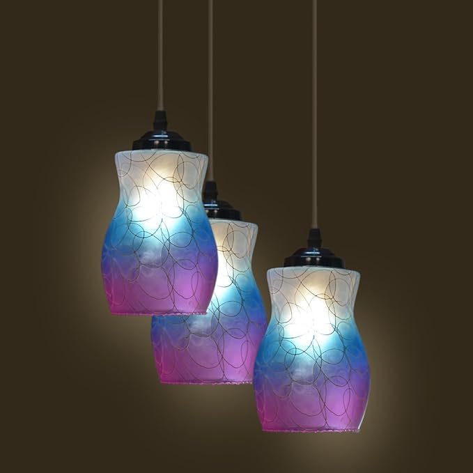 Somil Pendant Ceiling Lamp Set Of Three Lamp Hanging In One Fitting Colorful & Hand Decorative Only From Lakshya Sky