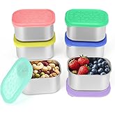 SOPHICO Stainless Steel Snack Containers for Kids, 8 oz Small Food Storage Container with Silicone Lid - Perfect 304 Metal Toddler Lunch Box for Daycare and School, Leak Proof (6 Pack)