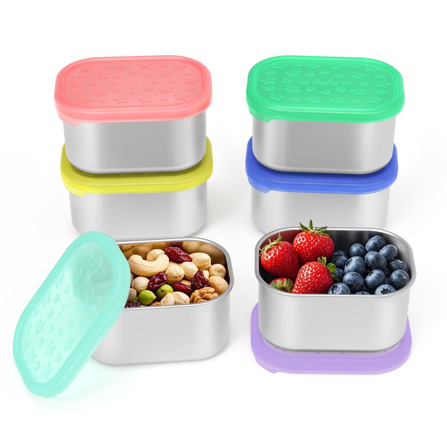 Photo 1 of SOPHICO Stainless Steel Snack Containers for Kids, 8 oz Small Food Storage Container with Silicone Lid - Perfect 304 Metal Toddler Lunch Box for Daycare and School, Leak Proof (2Pack)