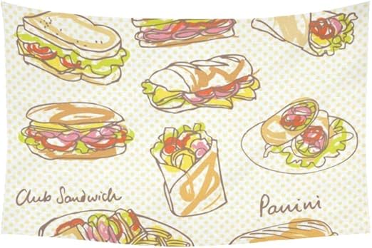 Jeolvp Tapiceria Sandwich Doodle Tapices Flor De Pared Tapiz