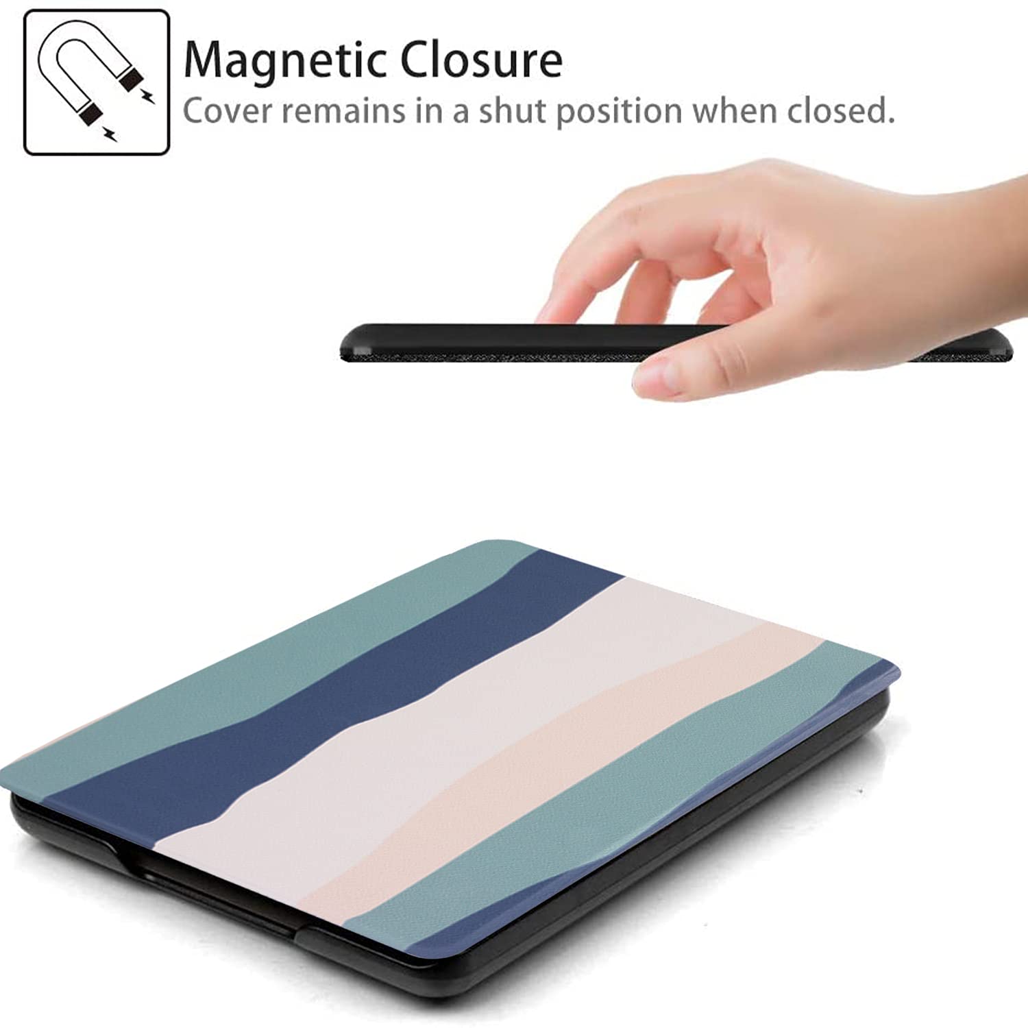 SCSVPN Case for 6'' Kindle 10th Generation 2019 Release (Model No. J9G29R) with Hand Strap, Auto Sleep/Wake - Ultra Slim PU Leather Shell Protection Cover (Not fit Paperwhite/Oasis) - Colorful Blue