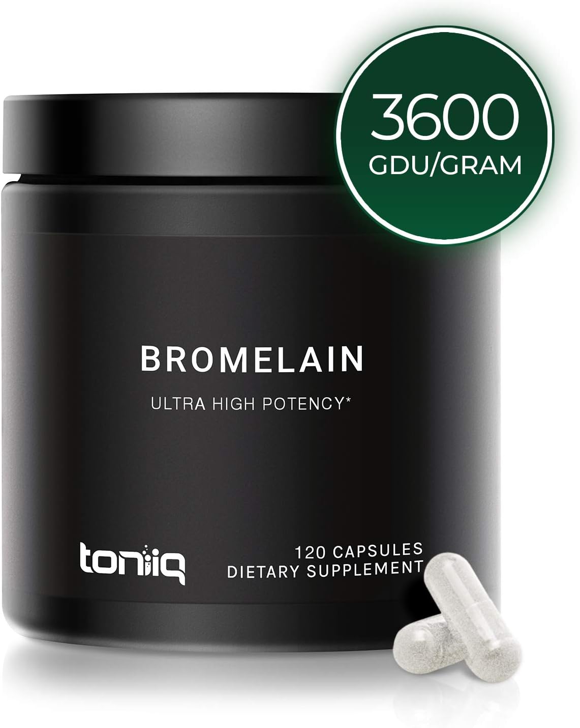 Ultra High Strength Non-GMO Bromelain Capsules - 3600 GDU/Gram - The Strongest Bromelain Available - 500mg Formula - 120 Veggie Capsules