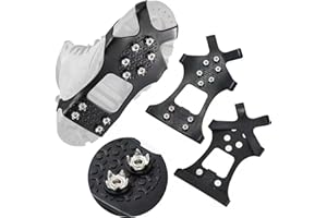 DTREEL Ice Cleats for Shoes and Boots, Non-Slip Ice Cleats Snow Grips, Traction Cleats Crampons for Snow and Ice, Ice Cleats for Snowing Hiking Ice Fishing Mountaineering