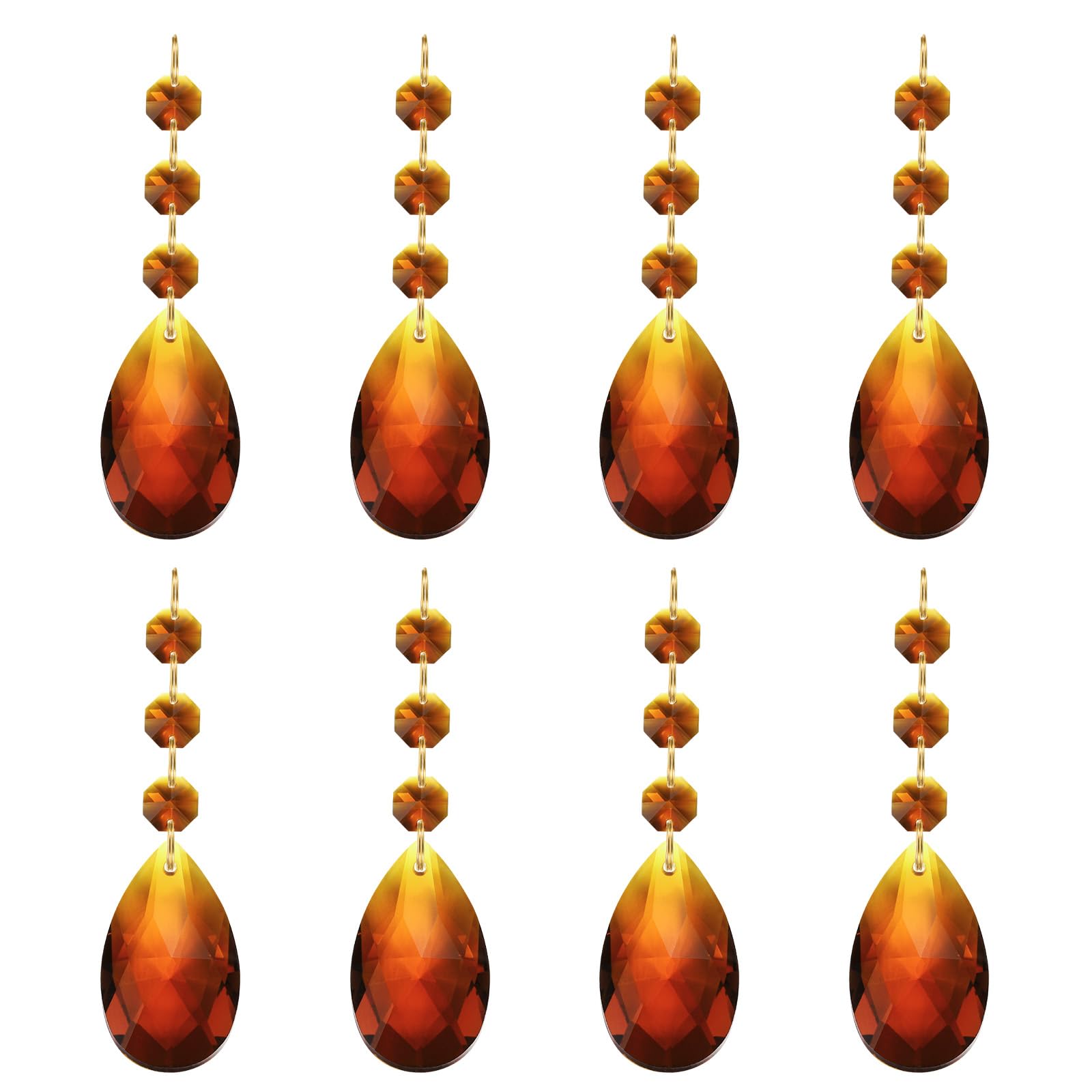 PATIKIL Teardrop Crystal Chandelier, 8 Pack 100mm Length Prisms Part Dark Amber