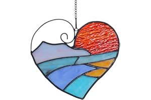 BOXCASA Stained Glass Suncatchers for Window Sun Decor,Stained Glass Window Hangings Heart Shape,Sun Catchers Indoor Window for Home,Stained Glass Decor Gifts for Women Mom Grandma Teacher