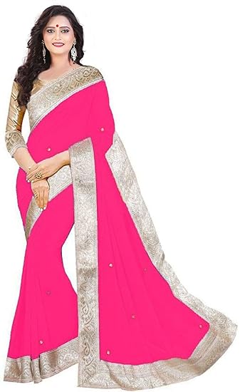 Sarees Georgette Saree With Blouse Piece (Gajri)