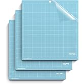 Nicapa Cutting Mat for Silhouette Cameo 3/2/1 (Light-Grip,12x12 inch 3pack) Adhesive&amp;Sticky Non-Slip Flexible Square Gridded Blue Cut Mats Replacement Accessories Set Matts Vinyl Craft Sewing