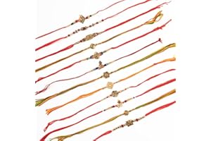 SAPTRISHI Set of 12 Rakhi Bracelet for Brother Bhai Rakshabandhan Rakhee Thread Peacock Design Pendant for Your Bhai Rakhi Threads Raksha Bandhan Gift,Traditional Thread Set of 3