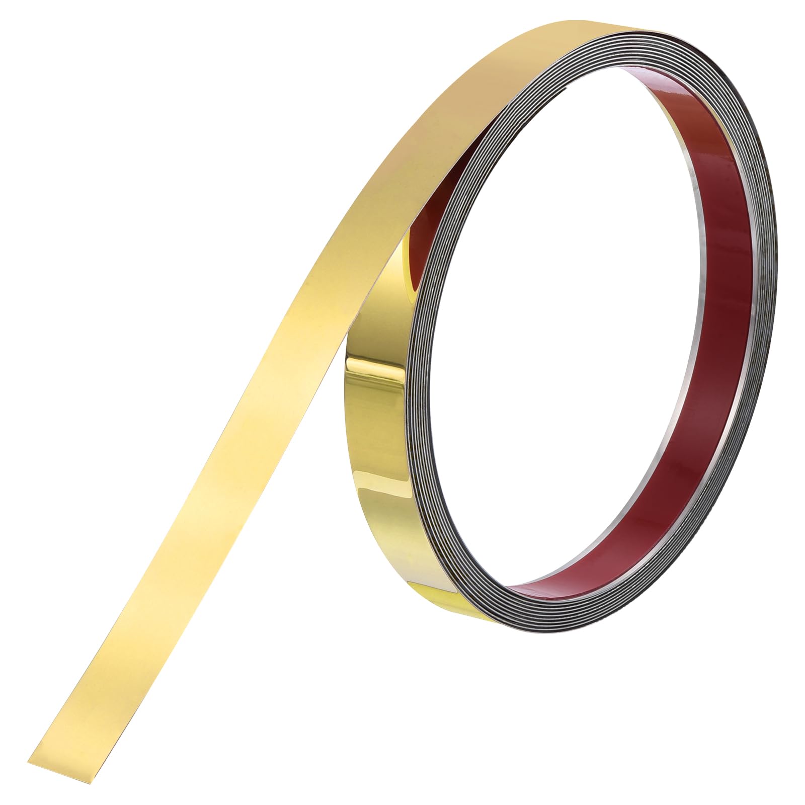 uxcell Wall Trim Molding, Stainless Steel Peel and Stick (Mirror-Like Finish), for Ceiling, Mirror Frame 16.4Ft x 0.8in，Gold