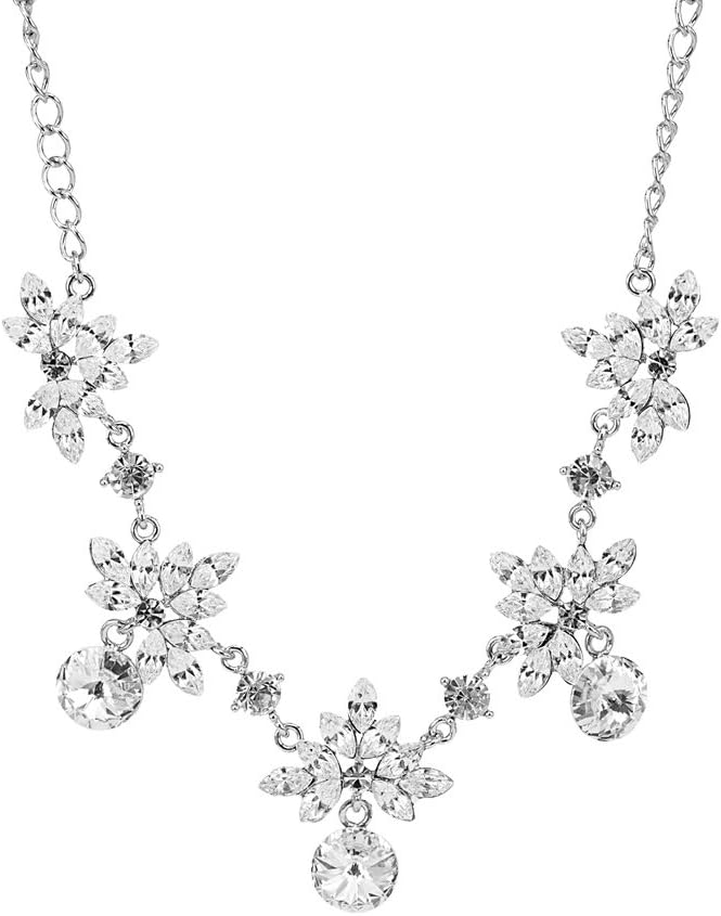SO SEOUL Women's Swarovski Crystal Flowers Ornaments Statement Necklace