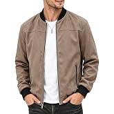 AURACLIFF Men's Jacket Faux Suede Varsity Bomber Full Zip Casual Outerwear | Soft Fabric Jacket,Vintage Fall Coat with Pockets,Men's Bomber Jackets,2026 Fashion Winter Jackets for Men