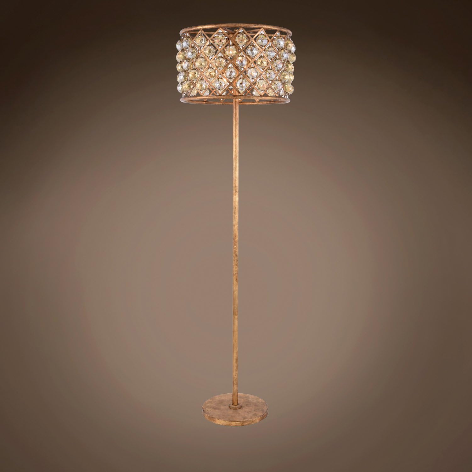 Crystal Grid 4 Light 20 Antique Gold Golden Teak Crystal Floor