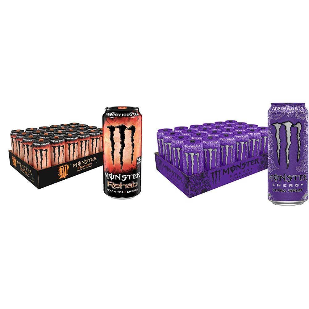 Monster Rehab Peach Tea + Energy, Energy Iced Tea, 15.5