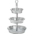 Okllen 3 Tier Serving Tray, Galvanized Metal Cupcake Stand Vintage Dessert Appetizer Stand, Rustic Home and Garden Display Stand for Country Farmhouse, Kitchen, Indoor, Outdoor Use