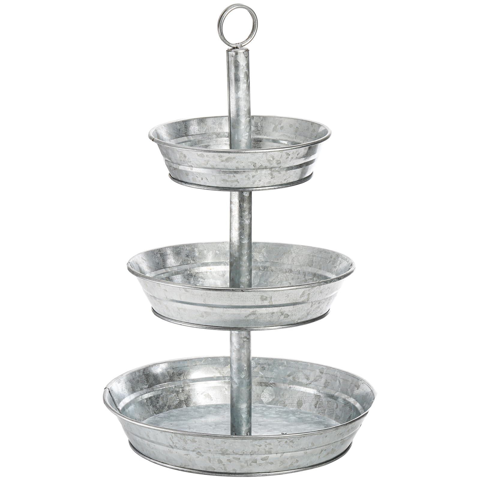 Photo 1 of *** MINOR RUST*** Okllen 3 Tier Serving Tray, Galvanized Metal Cupcake Stand Vintage Dessert Appetizer Stand, Rustic Home and Garden Display Stand for Country Farmhouse, Kitchen, Indoor, Outdoor Use