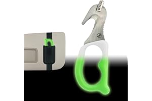 StatGear SuperVizor XT Auto Emergency Rescue Escape Tool - Seatbelt Cutter & Window Glass Breaker Hammer Survival - Mounts Right to Your Sun-Visor! (1 Pack, GLOW)