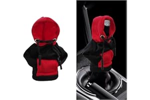 Suvnie Car Gear Shift Cover, Fashionable Hoodie Car Shift Knobs, Novelty Mini Auto Gearshift Decor Sweater Shirt, Universal Car Accessories for Winter Warm Knob Cover (Black & Red)
