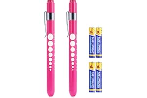 LUCXXI Pen Lights for Nurses Doctors, 2 Pack Reusable Medical PenLight with Pupil Gauge, Ruler and 4 AAA Batteries for Nursing Students Essentials