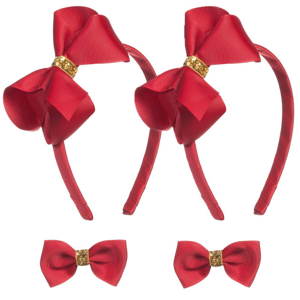 Bow Headband Bowknot Hairband Bow Hair Clips Christmas Hair Bands Women Girls Kids Hair Hoop Bow Headdress Headwear Headpiece Party Decoration Cosplay Costume Cute Handmade Hair Accessories 4 Pack