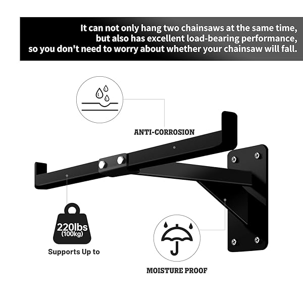 OMMUU 2PCS 16.1 INCH CHAINSAW HOLDER WALL MOUNT CHAINSAW CHAIN STORAGE HANGER BACKPACK LEAF BLOWER RACK WEED EATER STRING TRIMMER HOOK ACCESSORIES AND TOOL FOR GARAGE WALL