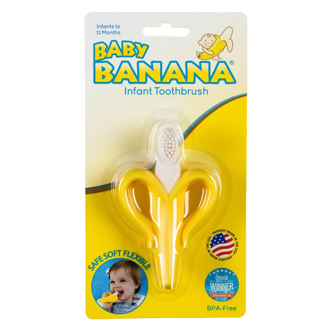 Baby Banana Yellow Banana Infant Toothbrush, Easy to Hold, Made in the