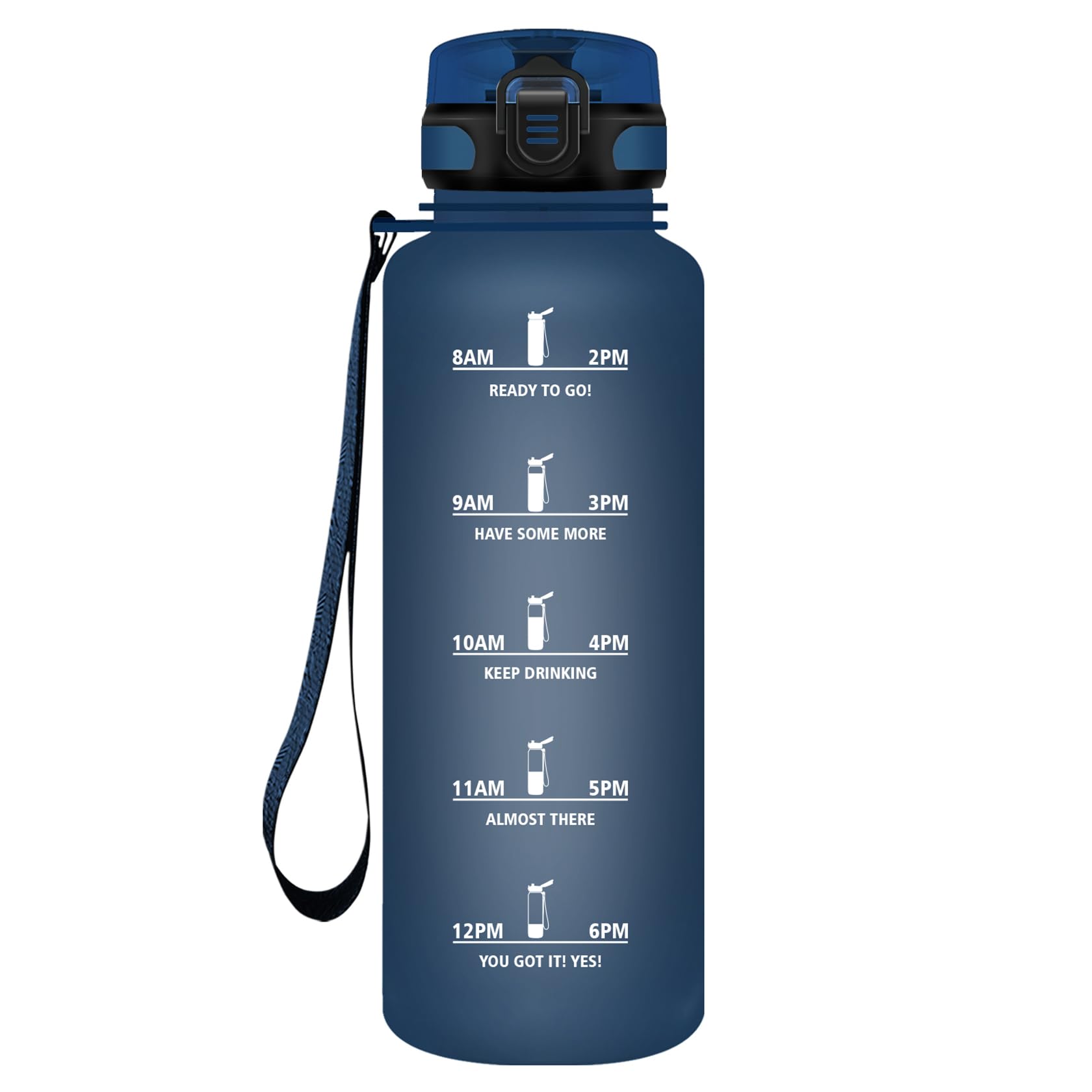 HoneyHolly Trinkflasche Sport, 1500ml Auslaufsicher Kunststoff, Wasserflasche, Trinkflasche Kohlensäure Geeignet, Sportflasche für Fahrrad, Kinder, Schule, Fitness, Yoga, Navy Blue