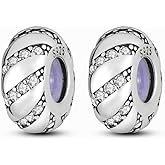 MULA Stoppers Beads Charms for Bracelets &Necklaces 925 Sterling Silver Rondelle Spacer Charm with Clear Rubber inside for Major European Snake Chain Jewelry for Women