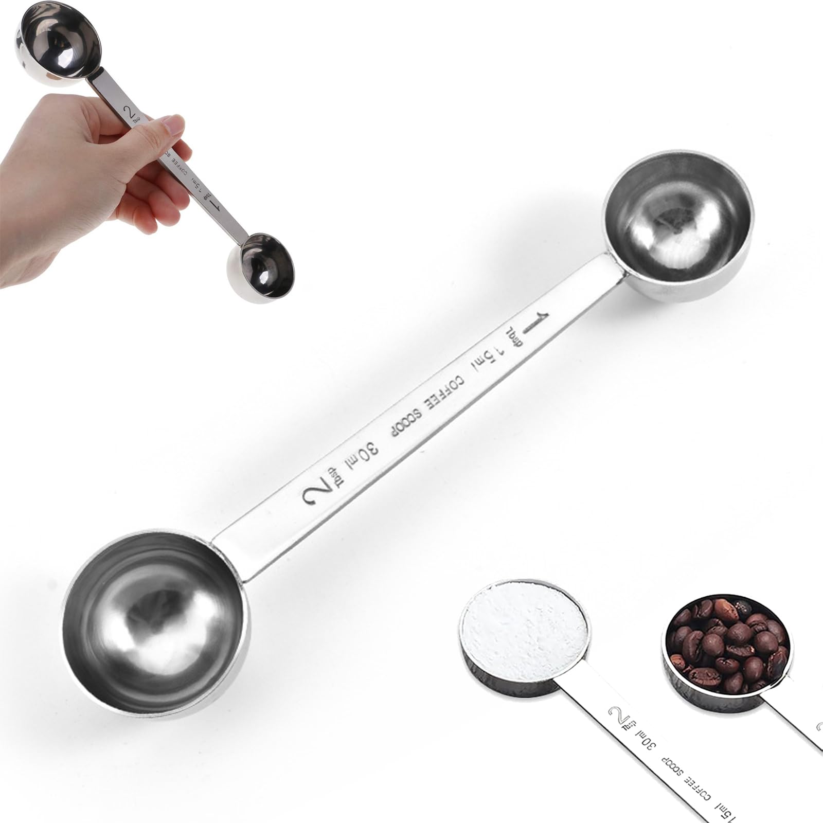 Protein Scoop, 30g Scoop, Measuring Protein Scoop Set, Dual-Headed Stainless Steel Scoop, Powder Dispenser Scoop for Protein Powder, Dispenser Protein Powder, Measuring Scoop, Scoops for Powder