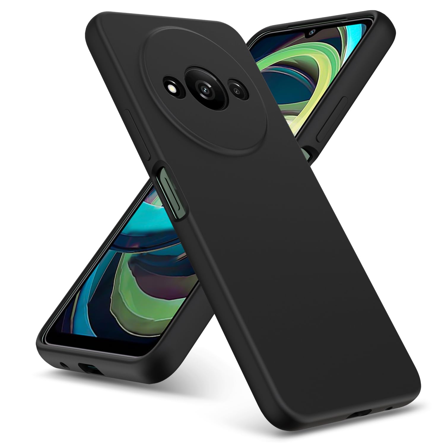 PIXFAB for Xiaomi Redmi A3 Case, Slim Liquid Silicone Shockproof [Anti-scratch] Armor Protective [Soft Touch] Rubber Gel Phone Cover compatible with for Xiaomi Redmi A3 - Black
