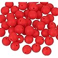 uxcell 50Pcs 9mm Silicone Beads, Round Loose Rubber Bead Bulk Focal Beads for DIY Keychain Pens Bracelets Jewelry Making (Dark Red)