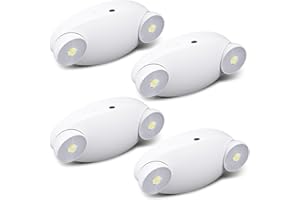 Baquler 4 Pcs Emergency Lights for Business, with Battery Backup 2 Adjustable LED Head Ac 120/277v Commercial Emergency Lighting Fixture, Ul Certified, Fire Resistant for Home Outdoor Restaurant