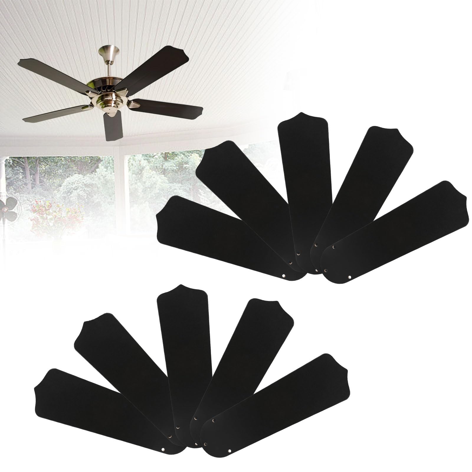 Photo 1 of *MISSING PARTS - See Clerk Notes*
Stuffygreenus 3 Pcs 16 1/2" Ceiling Fan Blades for 42" Fan Replacement Blades Waterproof Ceiling Fan Blades Replacement Wooden Fan Blades for Summer Broken Blade Substitution Replacing (Black)