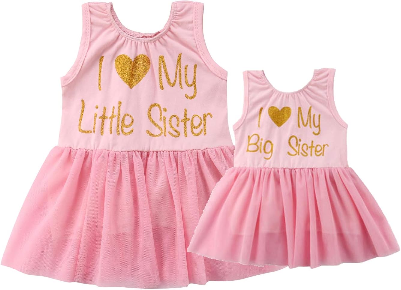 baby and little girl matching dresses