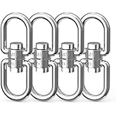 Double Eye Swivel, 304 Stainless Steel Eye to Eye Swivel Ring Dismounting Ring Connector Hardware Double Ended Swivel Hooks Carabiner Swivel Tree Swing Shackle Suspension (M4-4PCS)