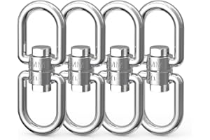 EKUNBUY Double Eye Swivel, 304 Stainless Steel Eye to Eye Swivel Ring Dismounting Ring Connector Hardware Double Ended Swivel Hooks Carabiner Swivel Tree Swing Shackle Suspension (M4-4PCS)