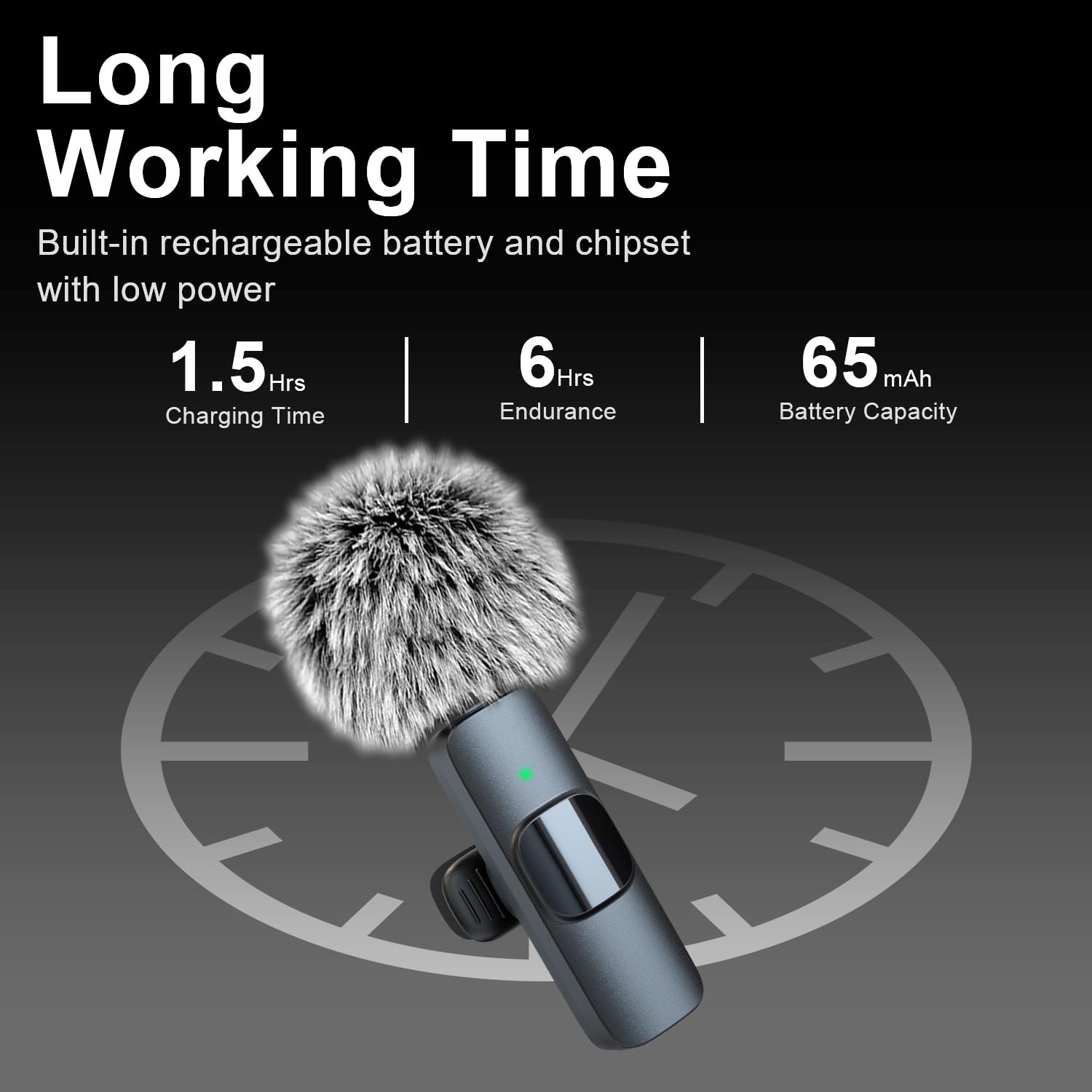 Wireless Lavalier Microphone for iPhone - Android, iPad, Tablets, Bluetooth Mini Microphone with Noise Canceling,65FT Transmission,6H Battery Life, Professional Lapel Mic for Video Recording