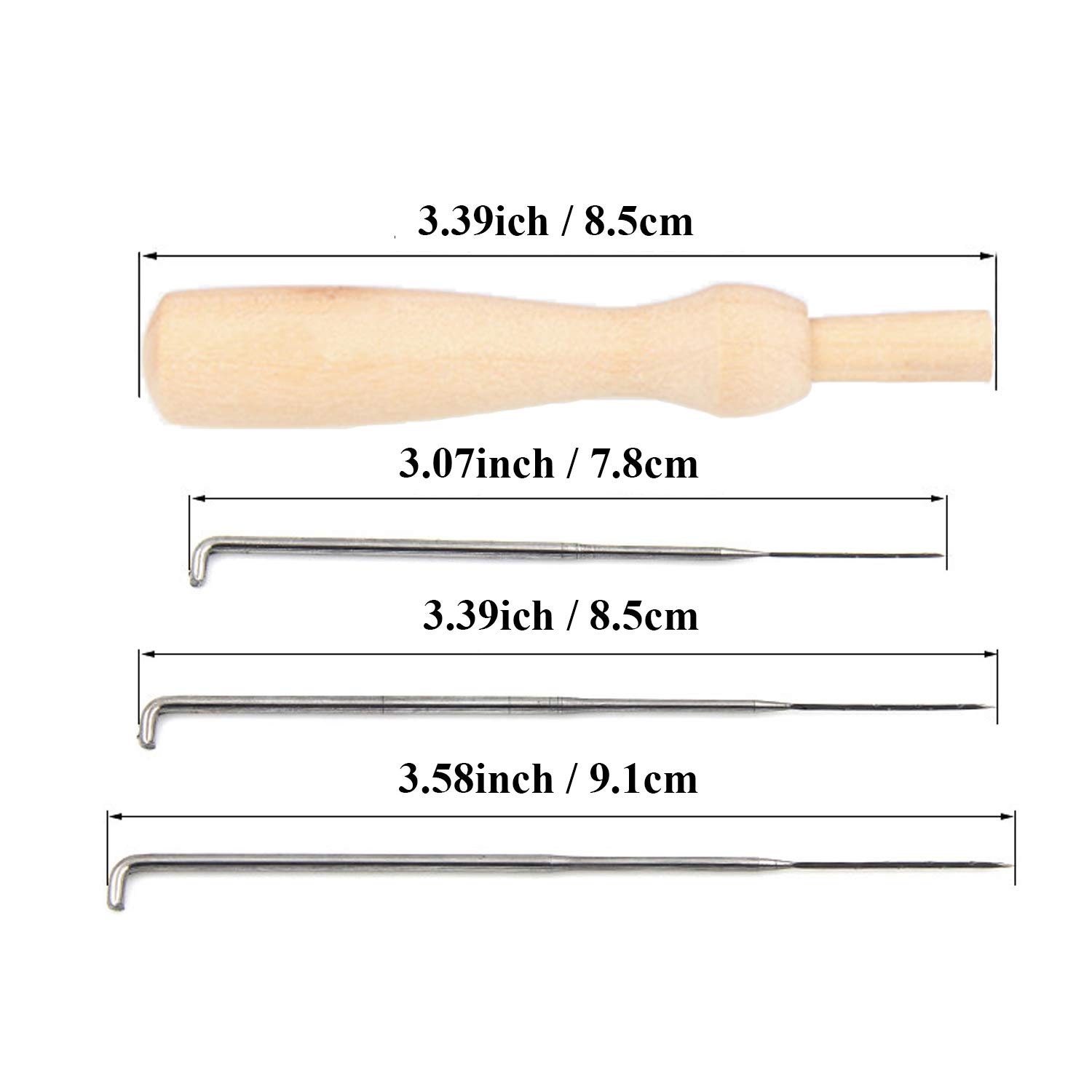 Phinus 30 Pcs Needle Felting Kit, Wool Felting Needles, 3 Sizes: 3.58/3.39/3.07 inch, Grey, Sharp Point, Iron Material