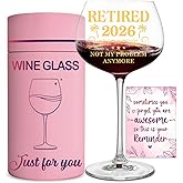 TOBYOVU Retirement Gifts for Women - Retired 2026 Wine Glass For Grandma, Boss - Retired 2026 Not My Problem Anymore - Retirement Glasses for Her Women - Leaving, Farewell, Goodbye Gifts For Coworkers