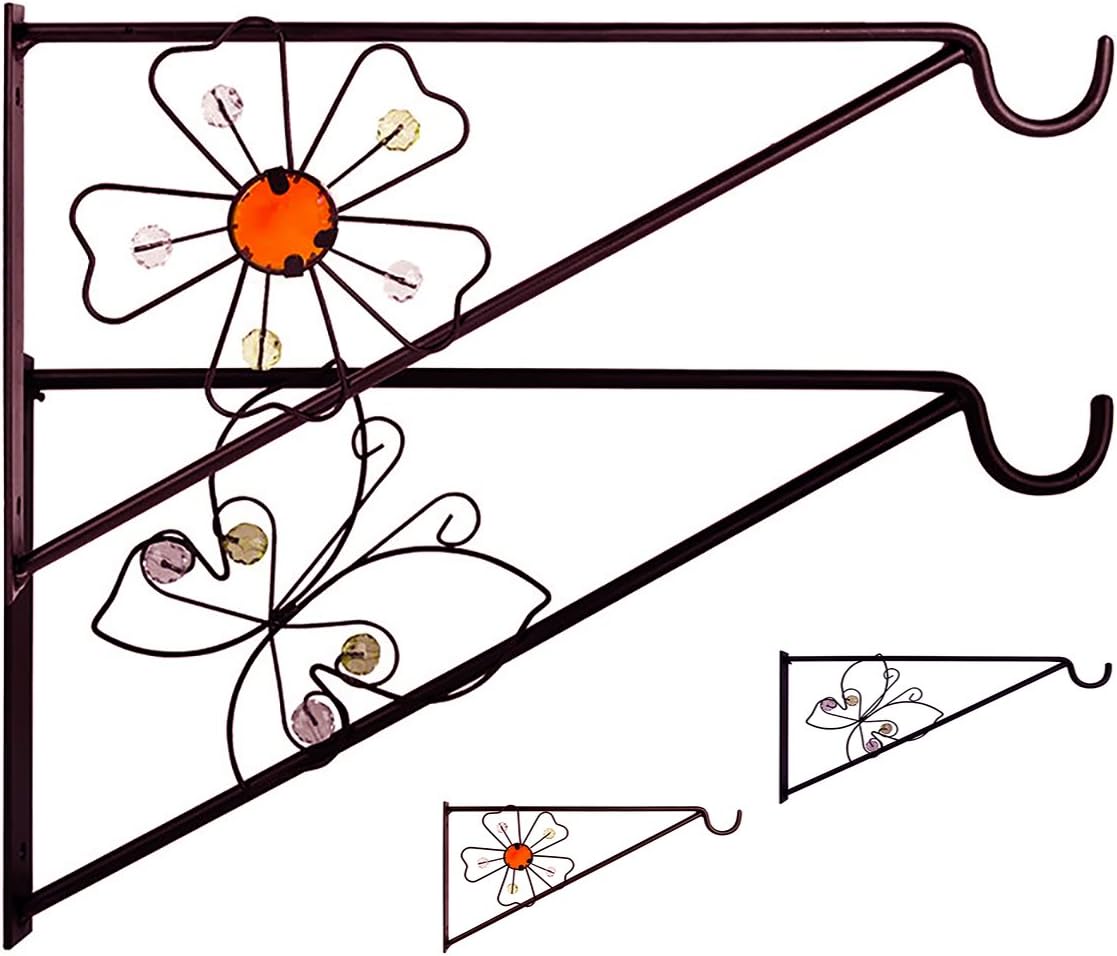 2x Garden Wall Brackets Hanging Basket Brackets Metal Wall Bracket Gardening Decorative Flower