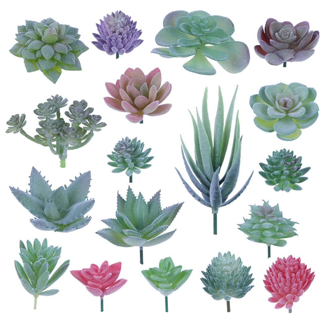18 Pack Artificial Succulent Plants Artificial Mini Fake Plant for Lotus Landscape Decorative Garden Arrangement Decor (18)