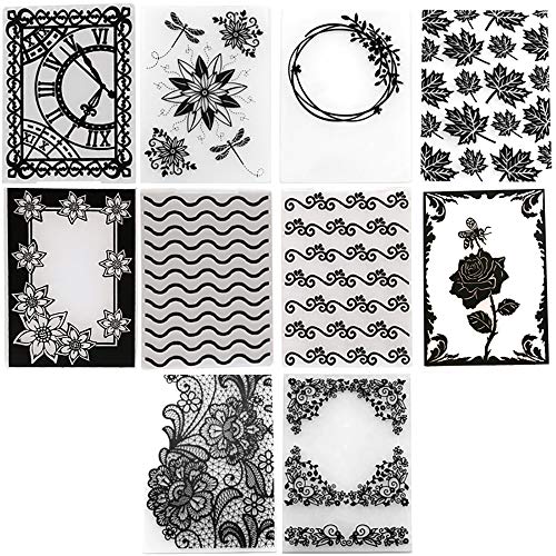 10 piezas de patrones de hojas de flores Carpeta de grabación en relieve de plástico Moldes de plantillas para manualidades de bricolaje Plantillas de sellos Tarjetas de papel de álbum de recortes Herramienta para hacer álbumes de fotos Carpetas de grabac