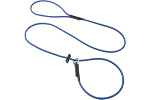 Slip Lead Dog Leash for Small & Medium Dogs, 1/4” x 5ft Sturdy Nylon Rope with Spring-Loaded Adjustable Stopper, Easy On/Off 