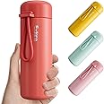 Exllena Mini Water Bottle 6.8oz/200ml, Small Insulated Water Bottle for Hot&Cold Drinks, Small Thermos with Carry Handle - 100% Leakproof Perfect for School, Travel...(Coral Red)