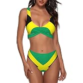 KIKICHUA Bikini Set for Women Two Piece Swimsuit Print Sexy High Waisted Swimwear V Neck Cheeky Bathing Suit