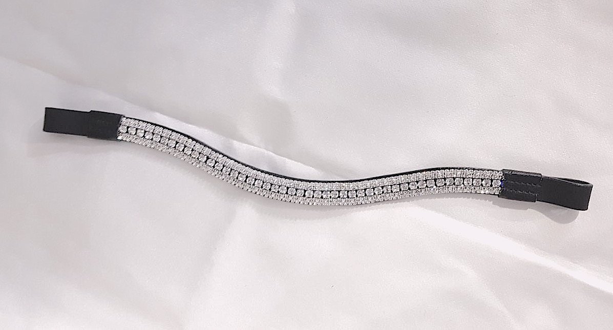 Cwell Equine NEW Dressage Crystal Bling 5 Rows Clear crystal Browband crystal Clear F/C/P BLACK/BROWN (FULL, BROWN)