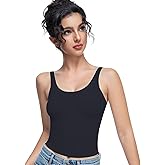 Yuiseaik Women's Tank Tops Square Neck Top Double Lined Sleeveless Slim Fit T-Shirt for Going Out 2025 Fall Style